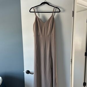 Elegant Tan Spaghetti Strap Dress